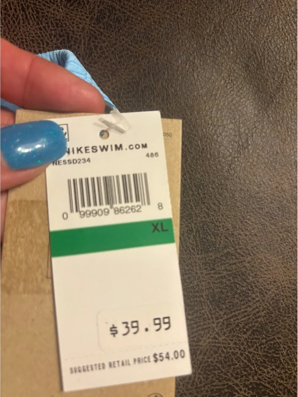 Nike Swim Ribbed Bikini Bottom XL Blue Textured High Leg NWT Move to Zero